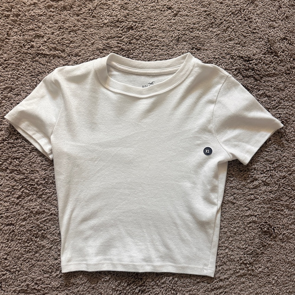 Hollister White Cropped Tee
